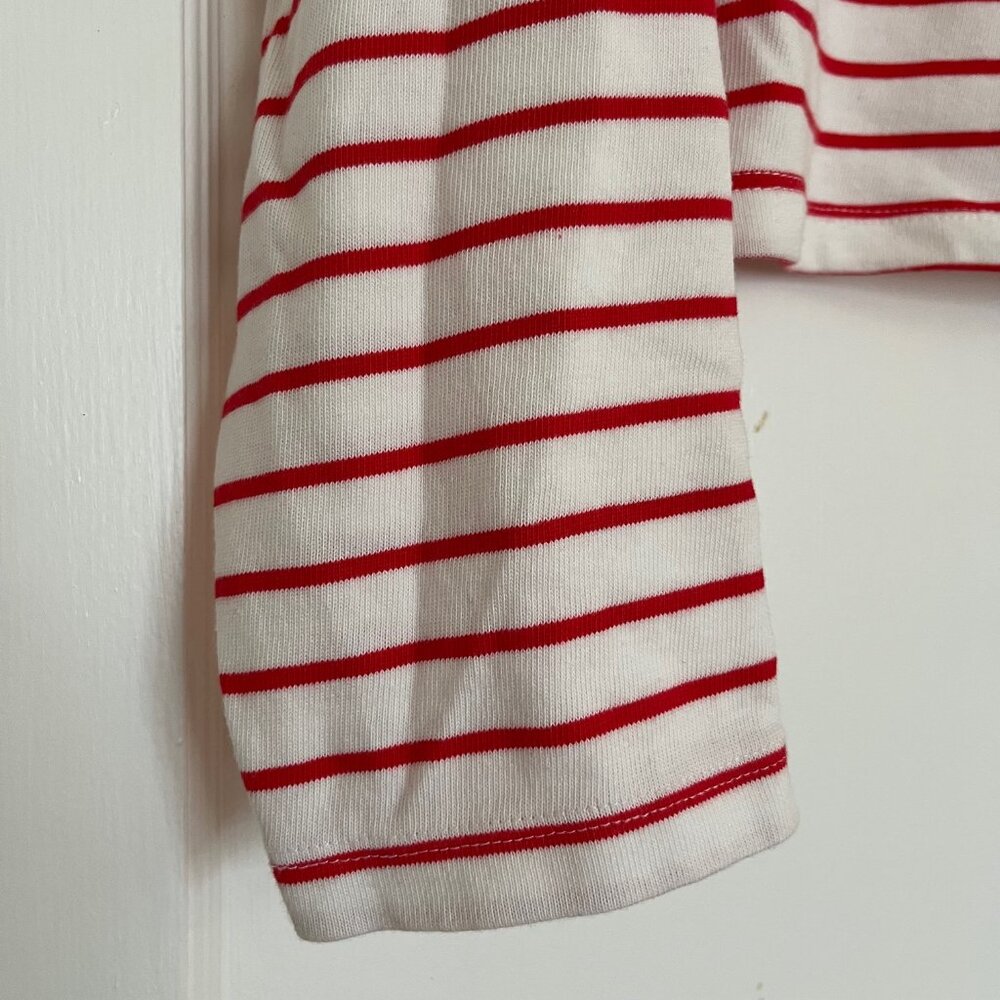 Cotton On Long Sleeve Boatneck Cropped Tee Red Stripe | Size Small - Picture 5 of 7